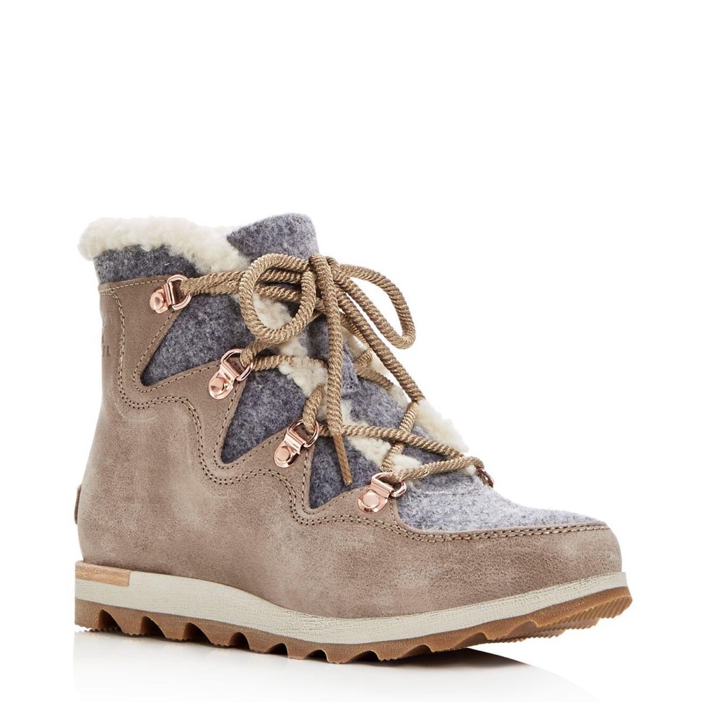 Sorel Sneakchic Alpine Shearling and Leather Laceup Boots Size 8 - Picture 4 of 16